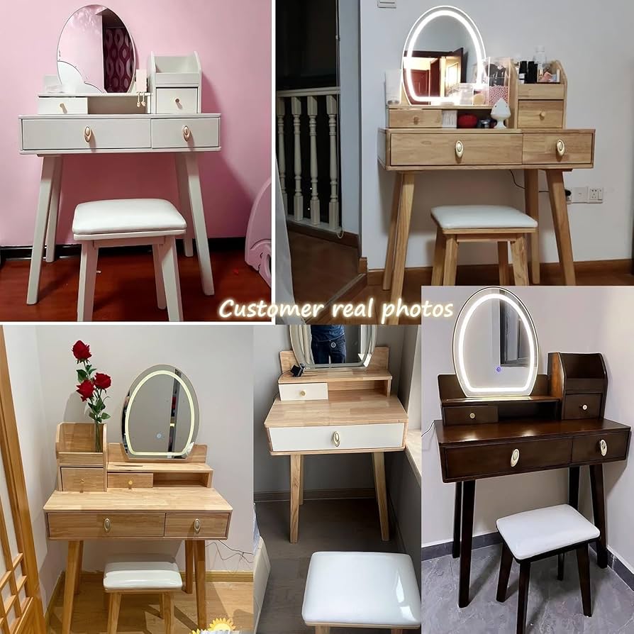 照明付き化粧台-Dressing table with lighting HQZX Simple Dressing Table with Mirror and 5 Drawers, Vanity
